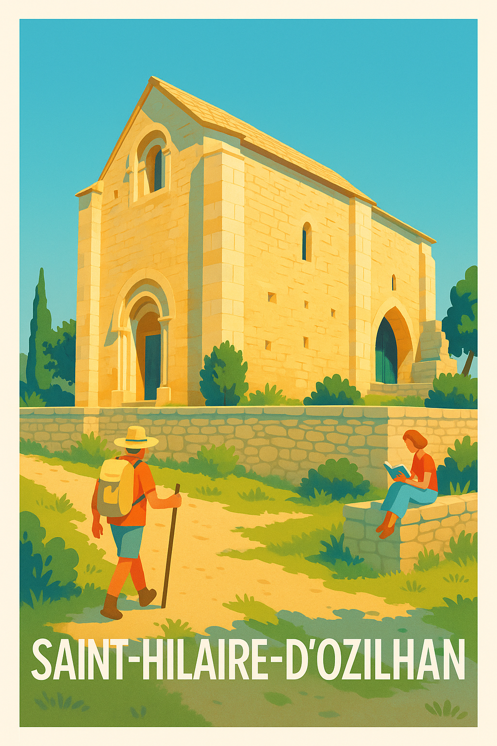 Affiche Saint-Hilaire-d'Ozilhan — Charme tranquille et patrimoine remarquable · poster d'art de Saint-Hilaire-d'Ozilhan