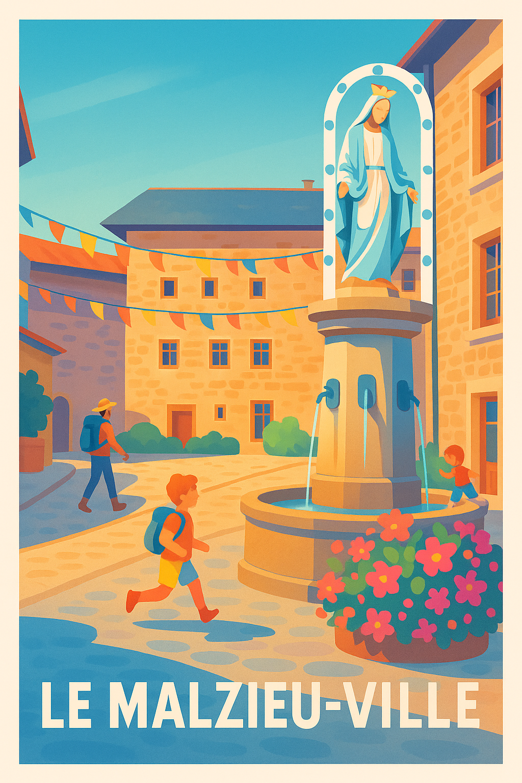 Affiche Le Malzieu-Ville — Charme et sérénité en plein cœur historique · poster d'art de Le Malzieu-Ville