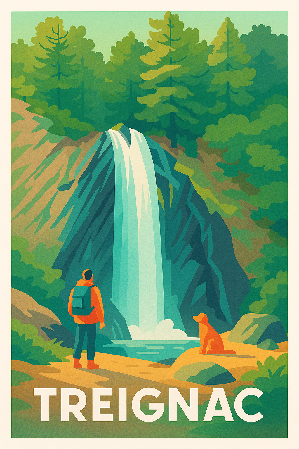 Affiche de Treignac - Nature et Cascade Époustouflante