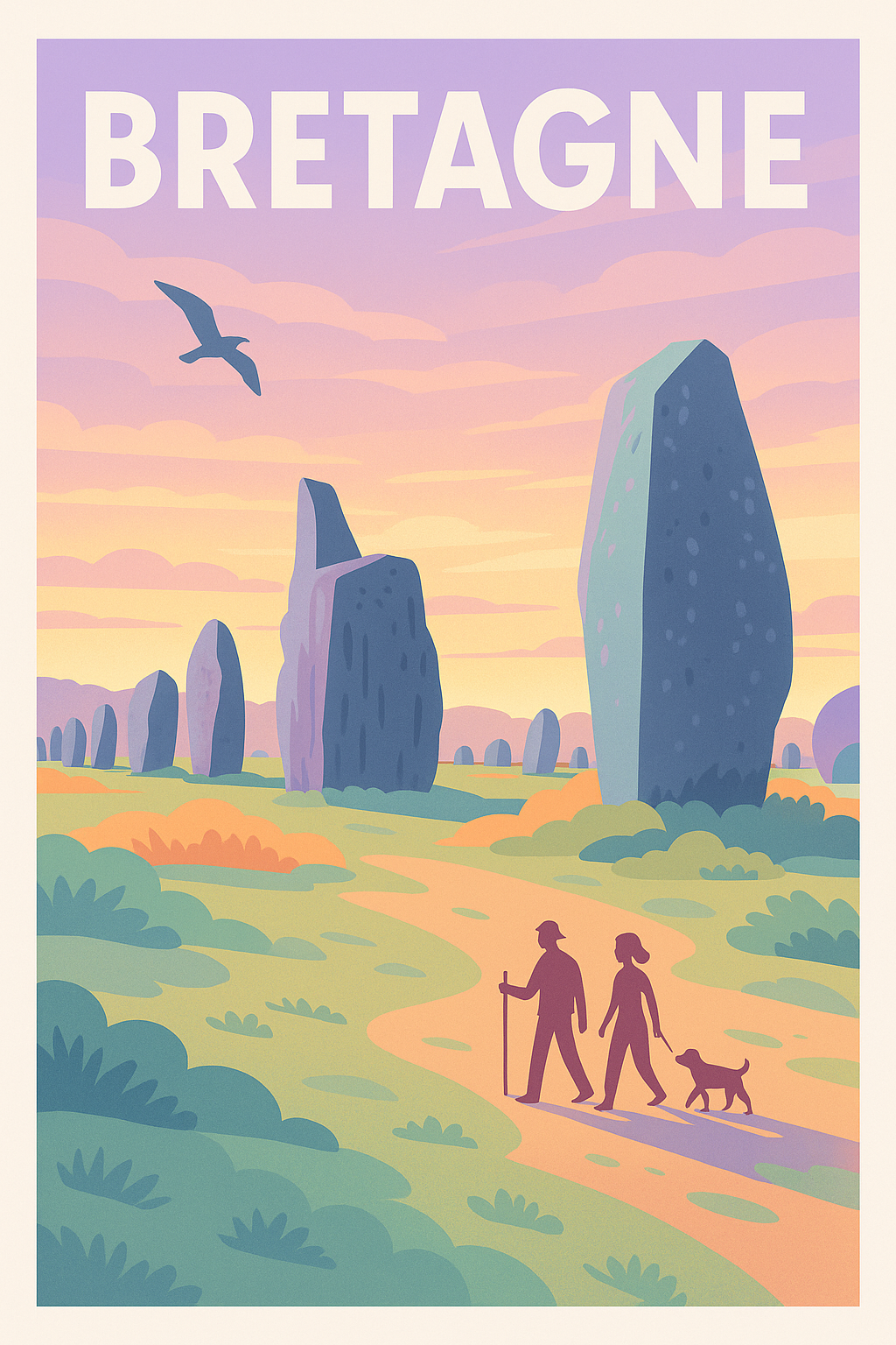 Affiche de Bretagne - Promenades mystiques entre menhirs