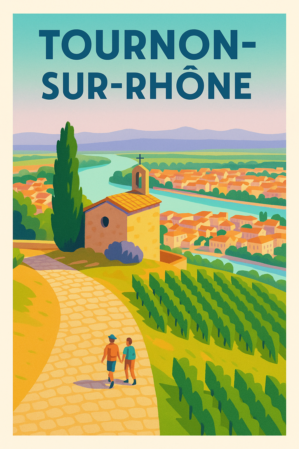 Affiche de Tournon-sur-Rhône - Balade au cœur des vignobles