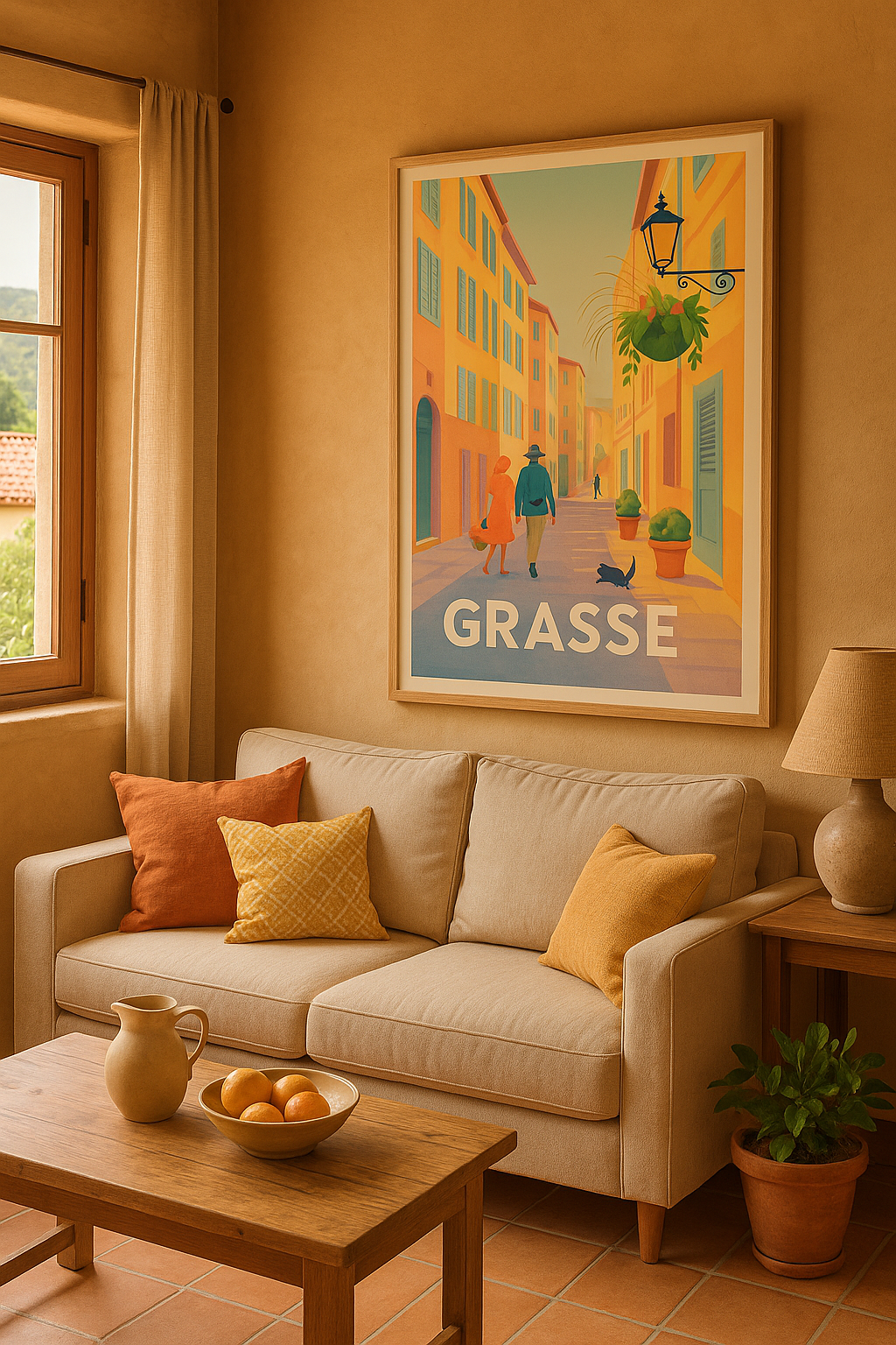 Mise en situation Affiche Grasse - Flâneries en douceur au cœur de la ville