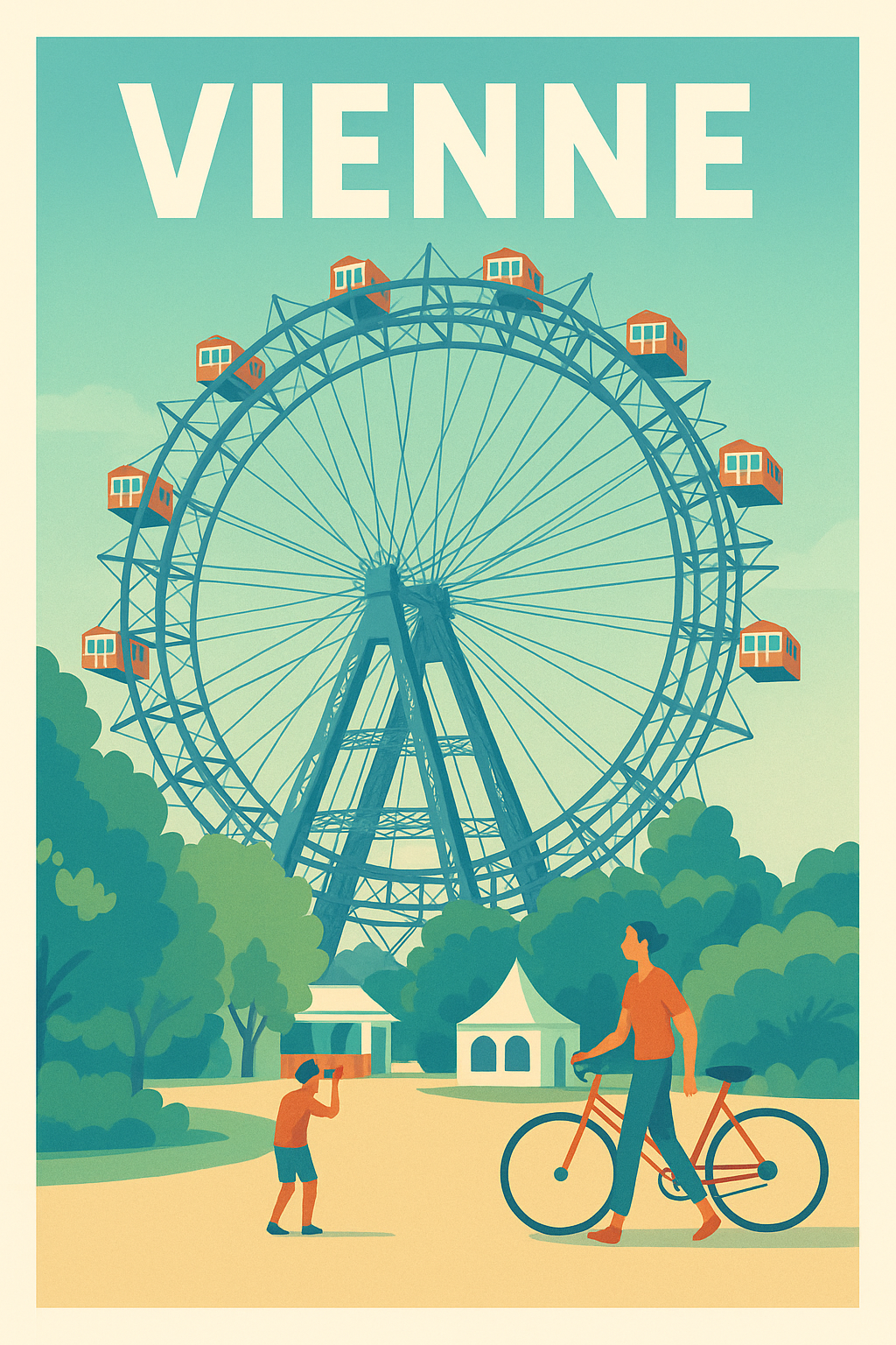 Affiche de Vienne - Atmosphère ludique dans la ville aux grandes roues
