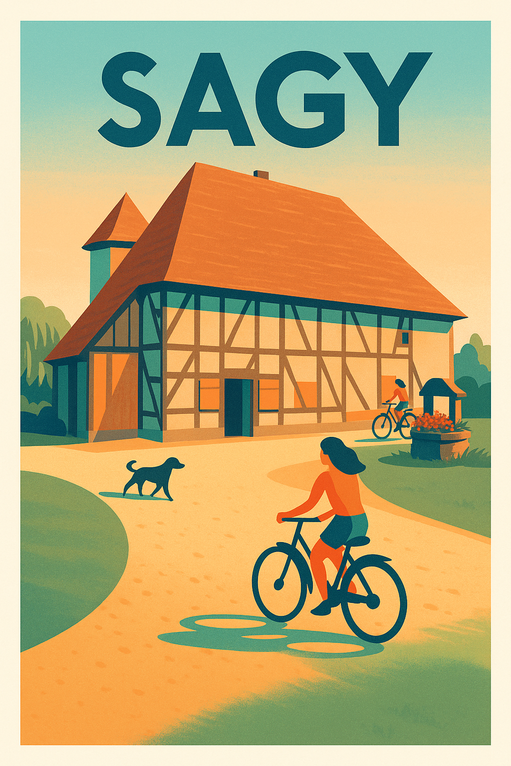 Affiche de Sagy - Ambiance bucolique à vélo