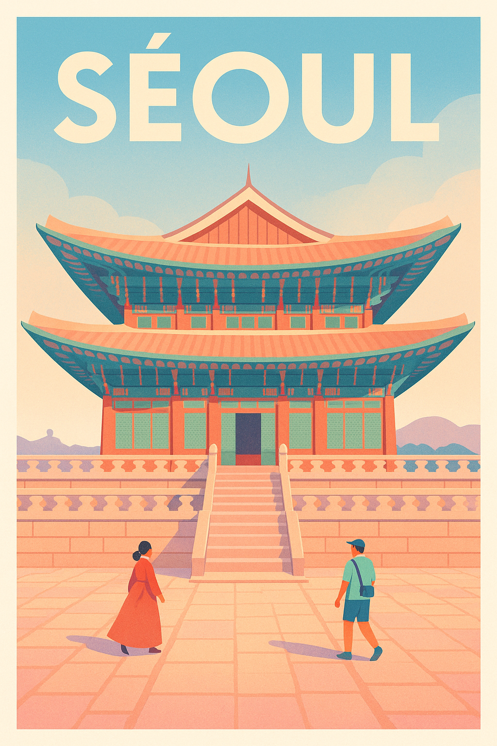 Affiche de Séoul - Voyage au cœur de l'architecture traditionnelle coréenne