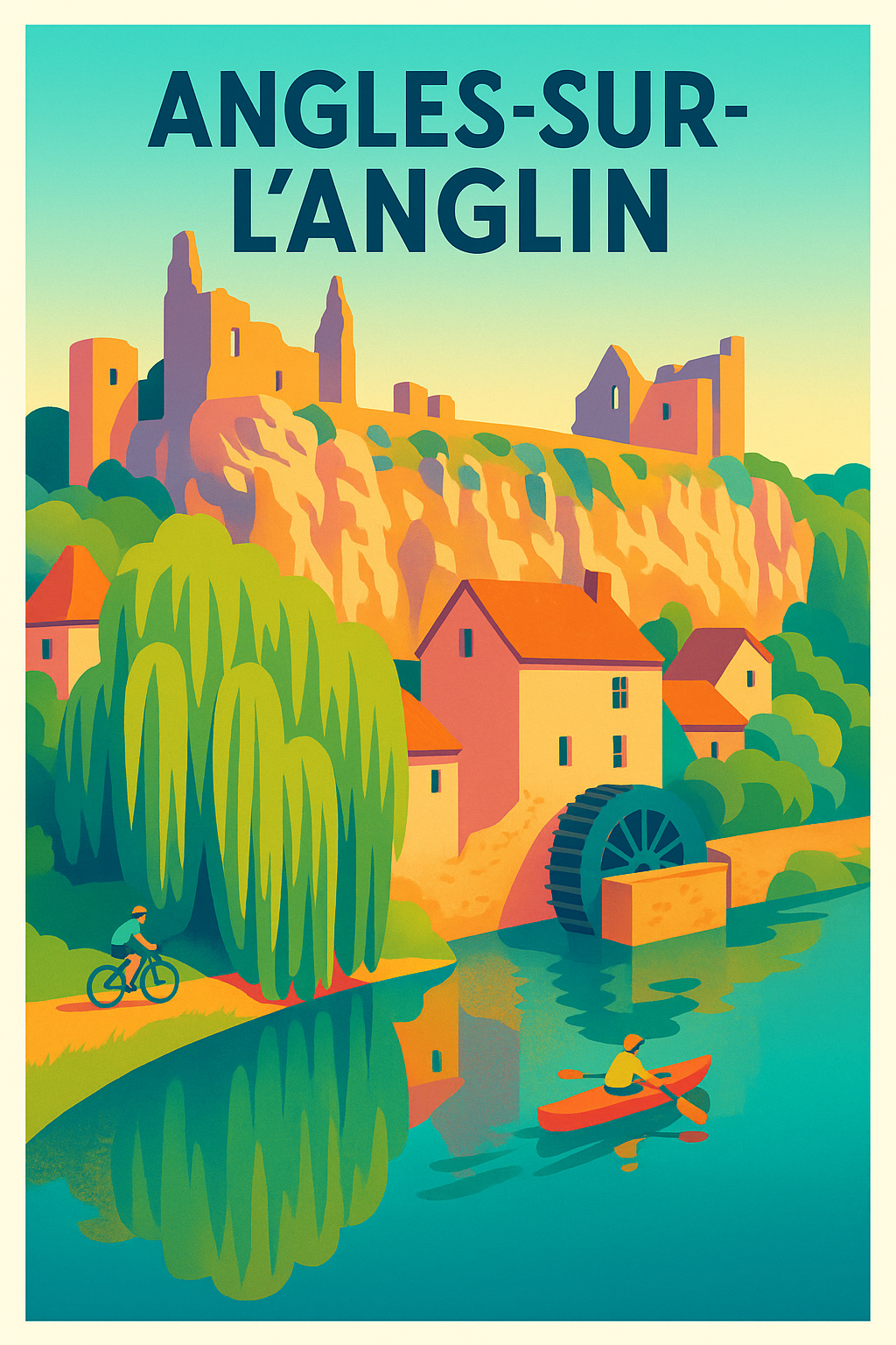 Affiche Angles-sur-l'Anglin — Charme bucolique et patrimoine historique · poster d'art de Angles-sur-l'Anglin