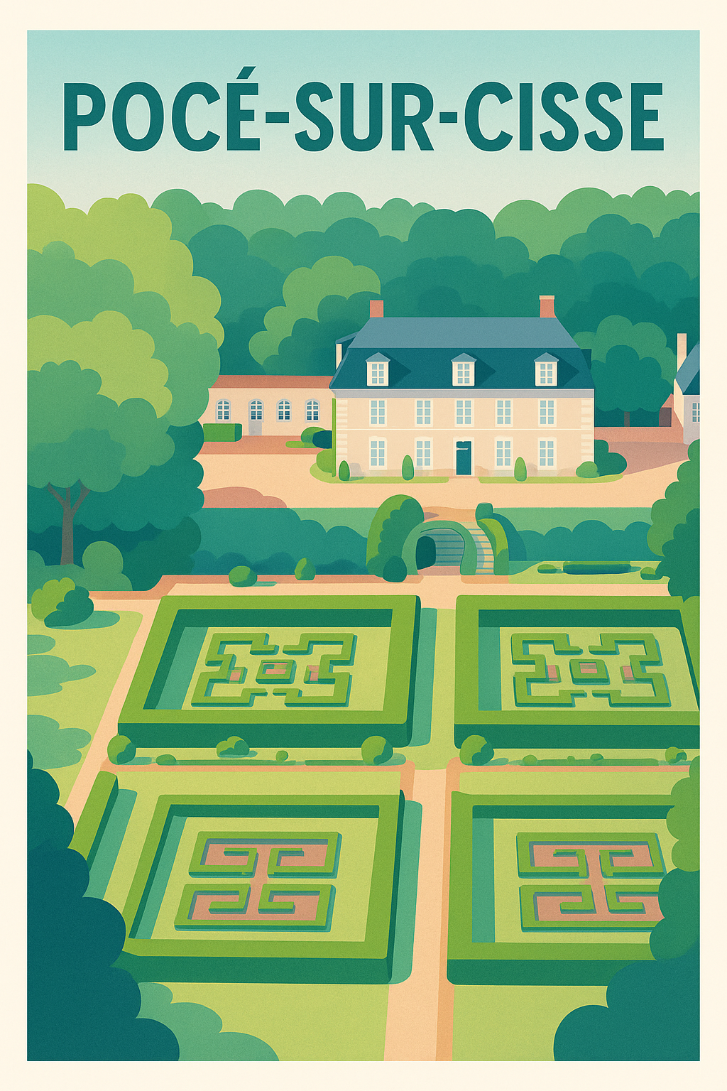 Affiche de Pocé-sur-Cisse - Élégance et sérénité au cœur des jardins à la française