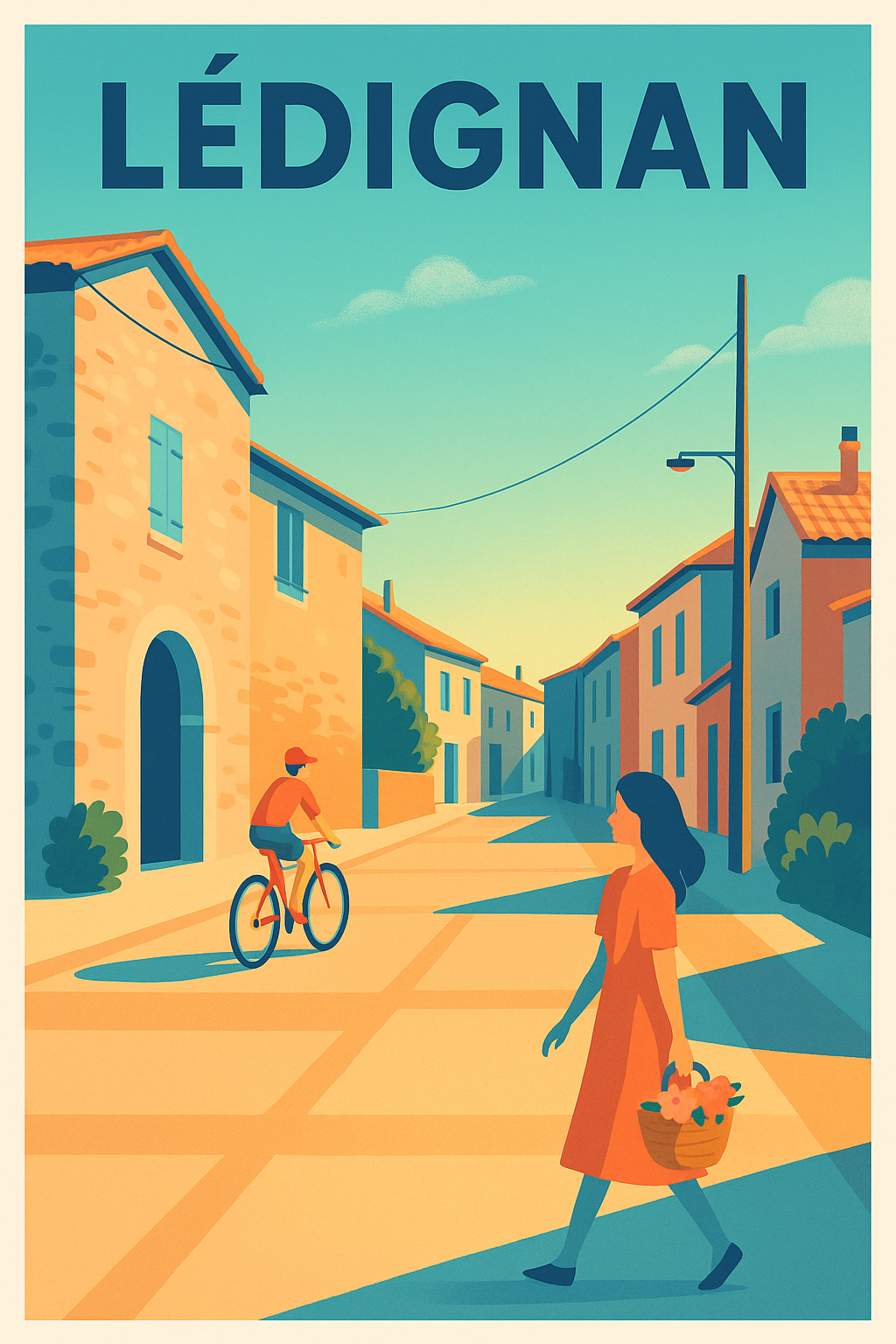 Affiche de Lédignan - Charme et douceur d'une rue ensoleillée