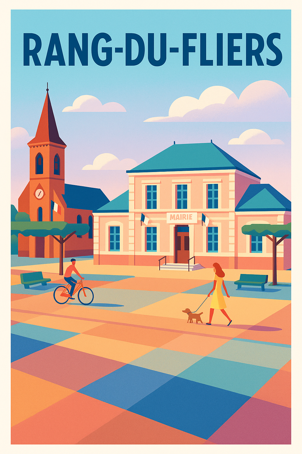 Affiche de Rang-du-Fliers - Charme et quiétude de la place de la Mairie