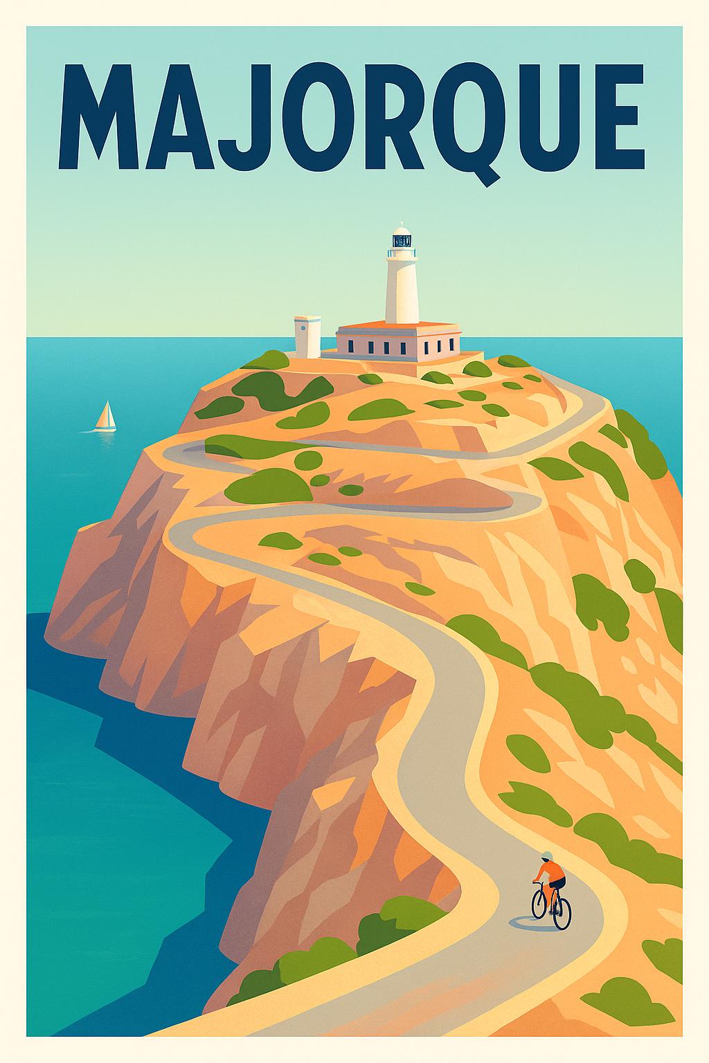 Affiche Majorque — L'appel du phare au bout du chemin · poster d'art de Majorque