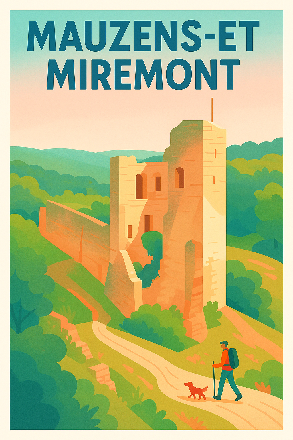 Affiche Mauzens-et-Miremont — Promenade au cœur de l'histoire · poster d'art de Mauzens-et-Miremont