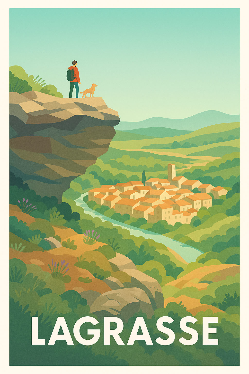 Affiche Lagrasse — Panorama bucolique et aventure en pleine nature · poster d'art de Lagrasse