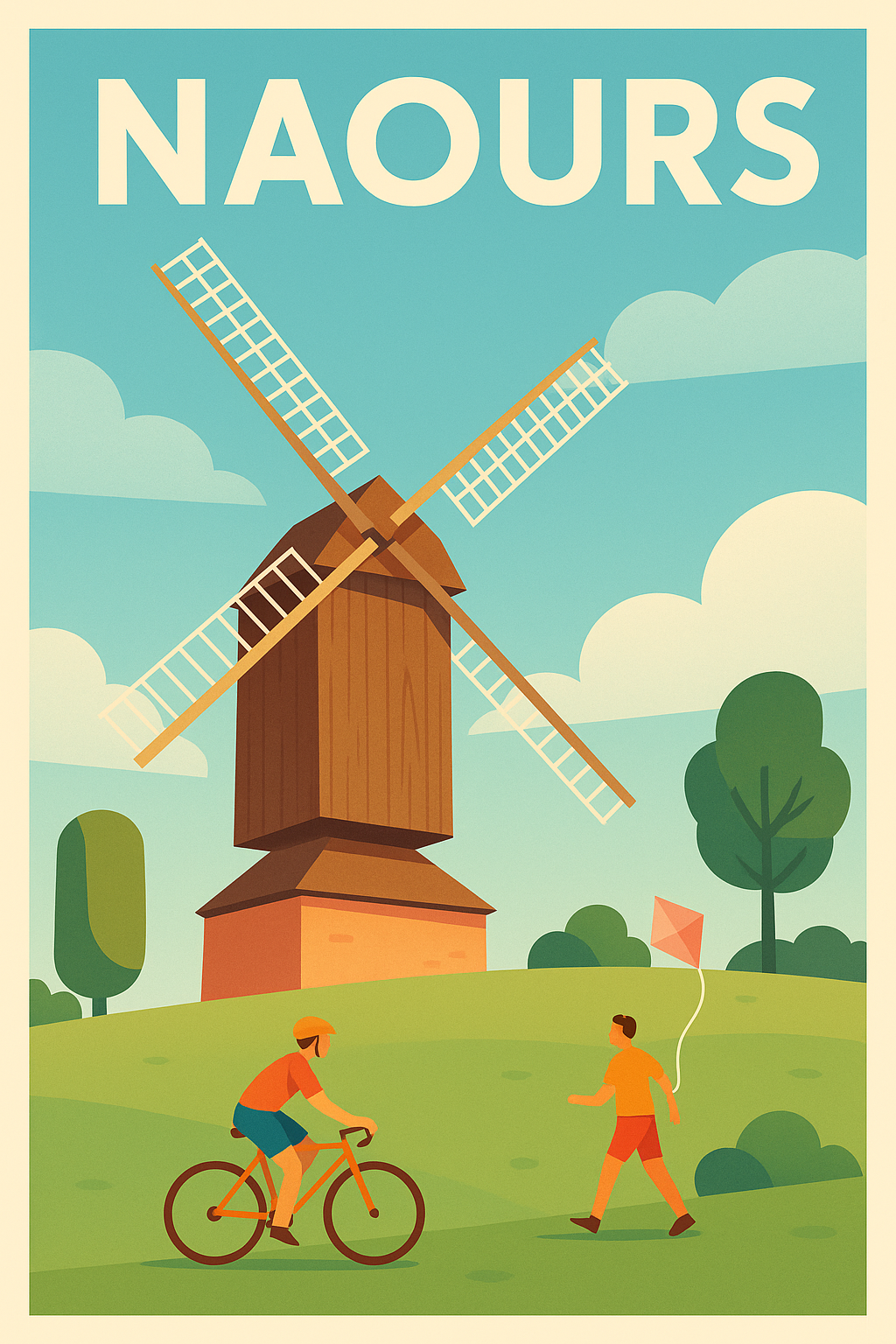 Affiche de Naours - L'authenticité du vieux moulin en plein air