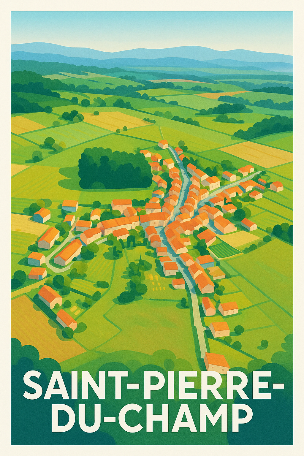 Affiche Saint-Pierre-du-Champ — Charme champêtre et douceur de vivre · poster d'art de Saint-Pierre-du-Champ
