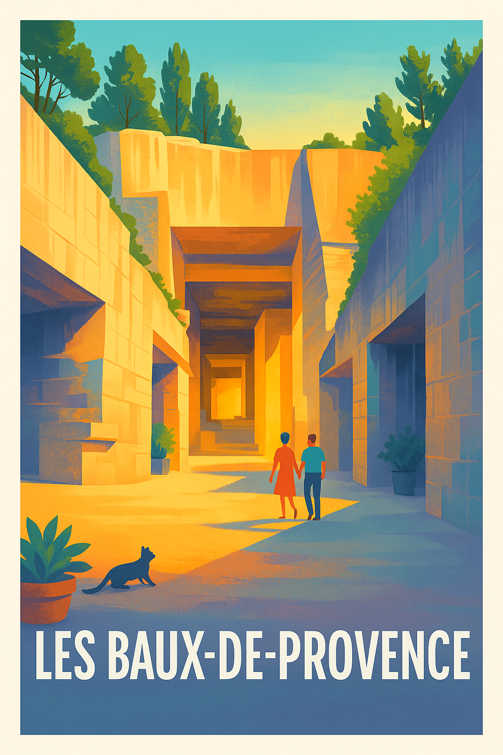 Affiche Les Baux-de-Provence - Lumière sculptée et charme provençal