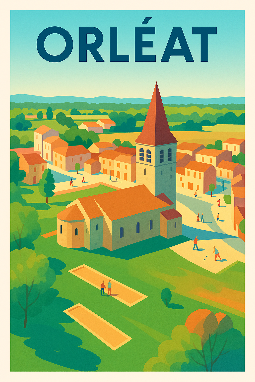 Affiche de Orléat - Une vue paisible au cœur du village