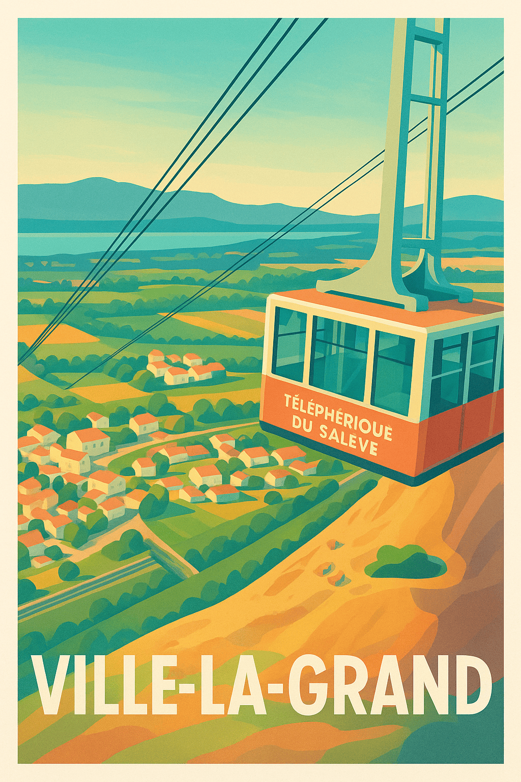 Affiche Ville-la-Grand — La magie du Téléphérique du Salève · poster d'art de Ville-la-Grand