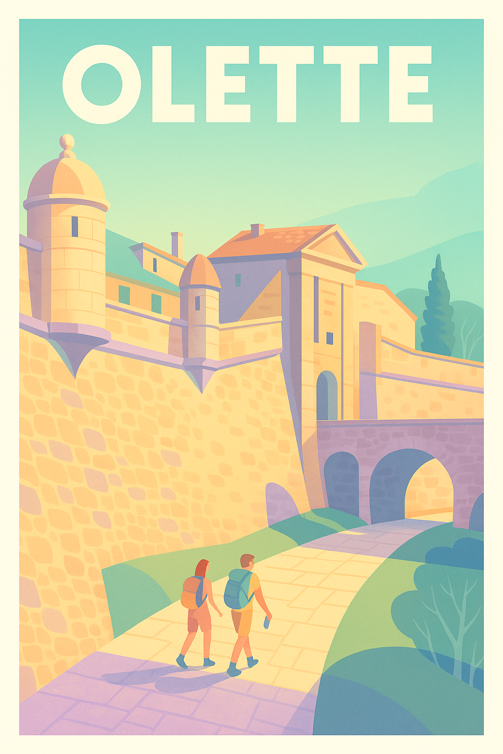 Affiche Olette — Promenade au cœur de la cité fortifiée · poster d'art de Olette