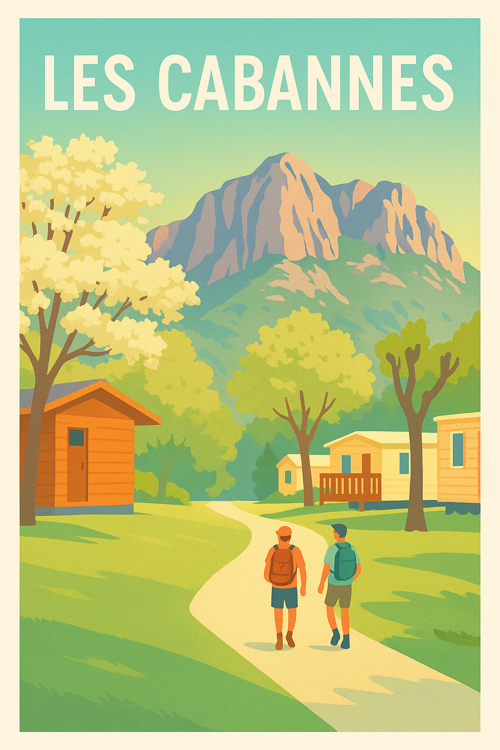 Affiche Les Cabannes — Évasion nature et montagne · poster d'art de Les Cabannes