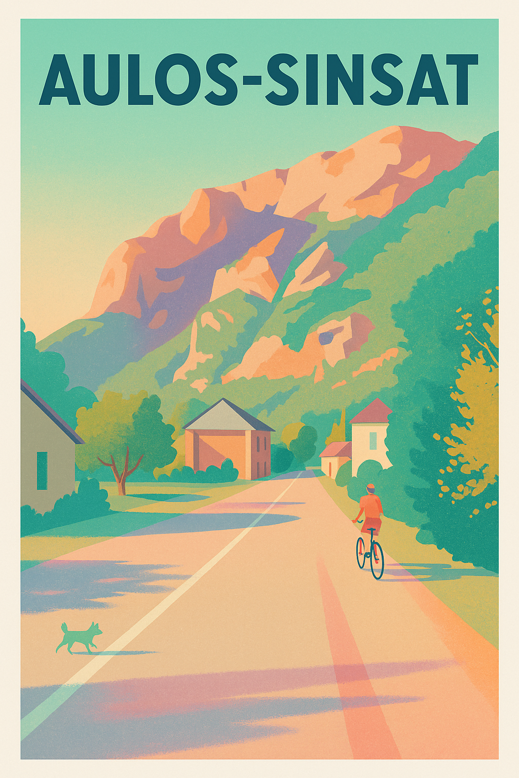 Affiche Aulos-Sinsat — Invitation à la balade en montagne · poster d'art de Aulos-Sinsat