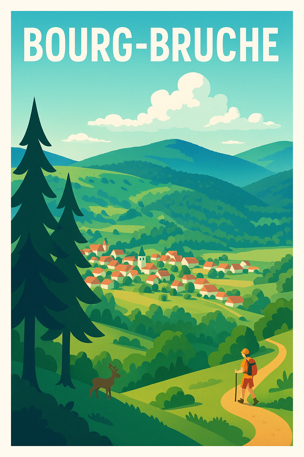 Affiche Bourg-Bruche — Évasion bucolique au cœur de la nature · poster d'art de Bourg-Bruche