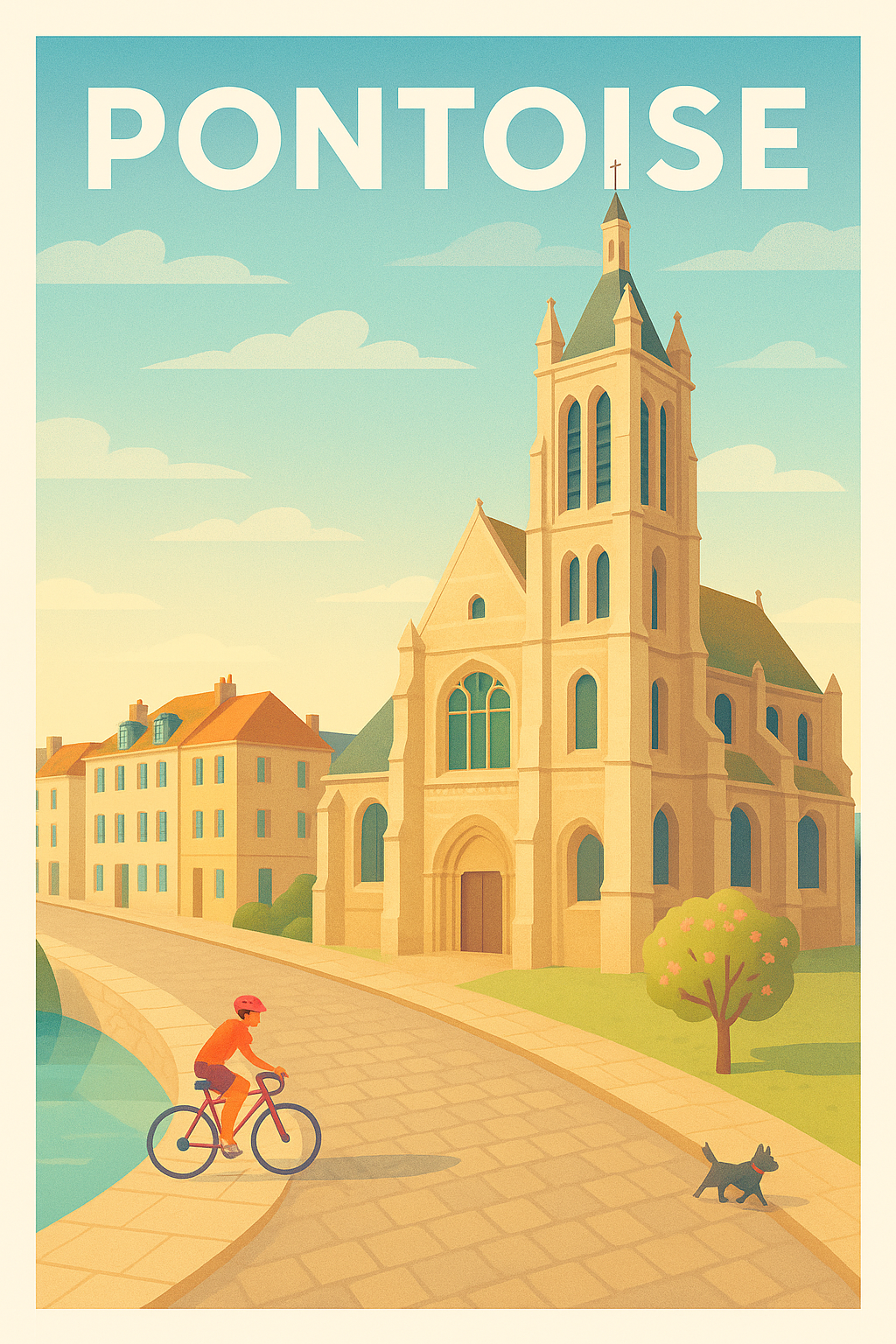 Affiche Pontoise — Charme intemporel au fil de l'eau · poster d'art de Pontoise