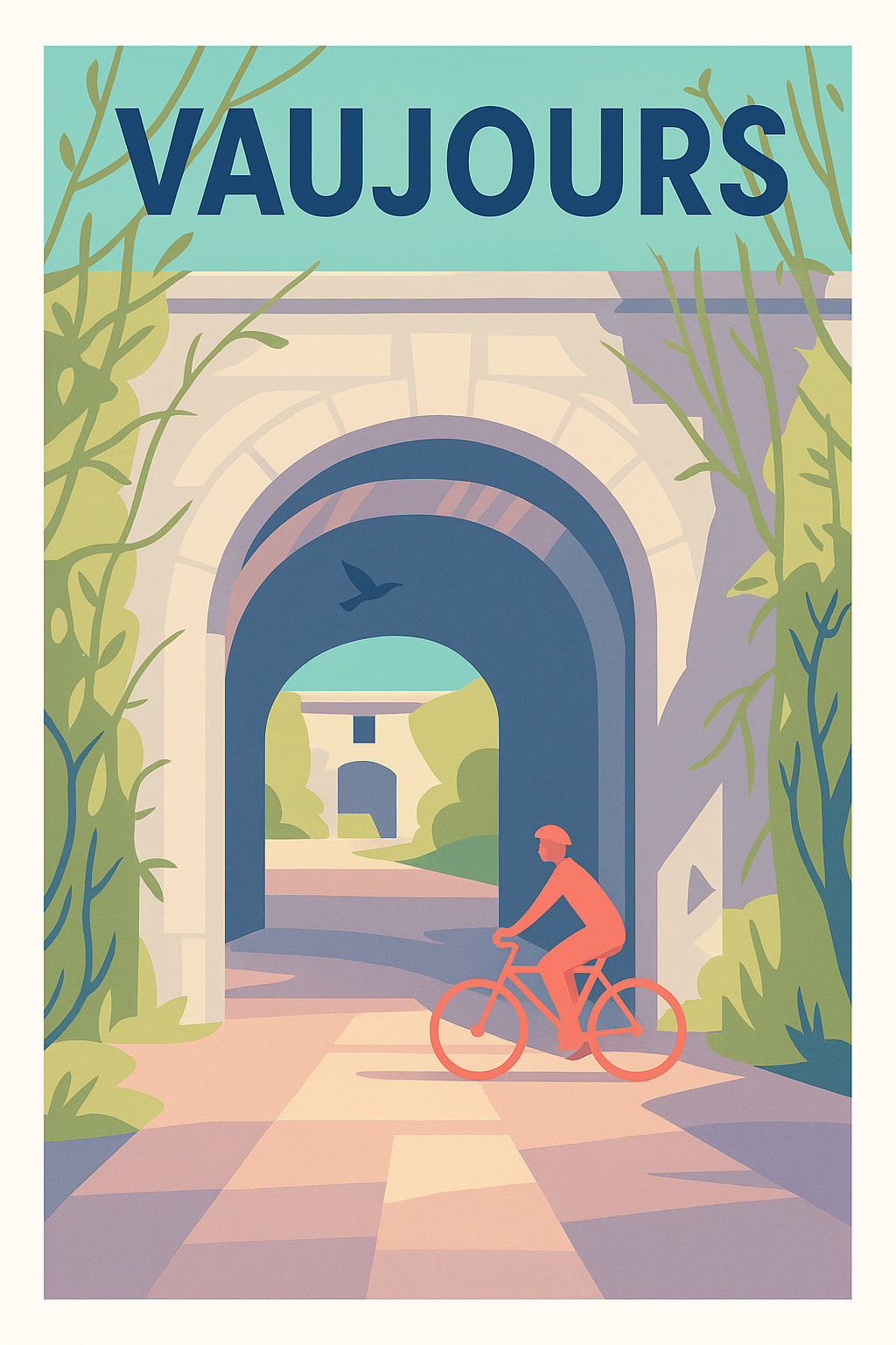 Affiche de Vaujours - L'escapade à vélo sous l'arche historique
