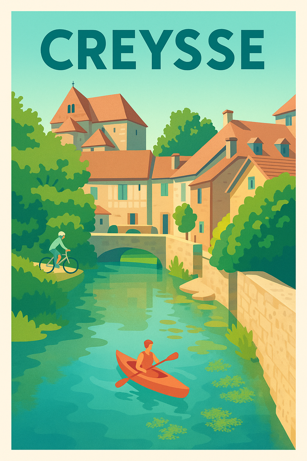 Affiche Creysse — Charme bucolique et paisible rivière · poster d'art de Creysse