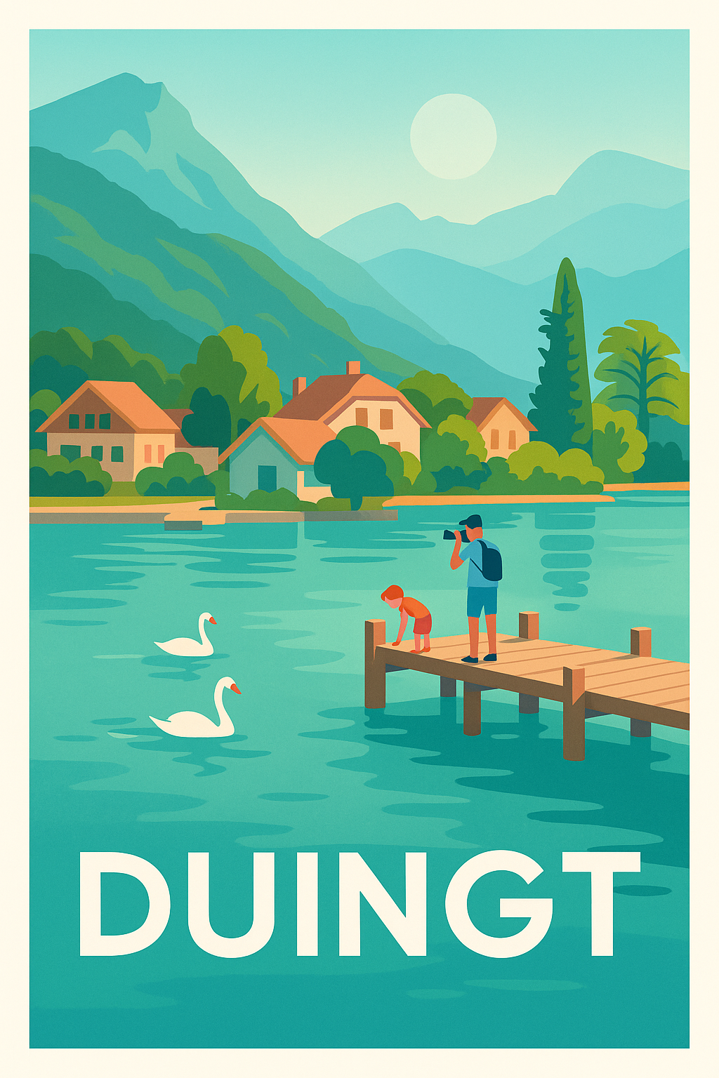 Affiche Duingt — Charme paisible au bord du lac · poster d'art de Duingt