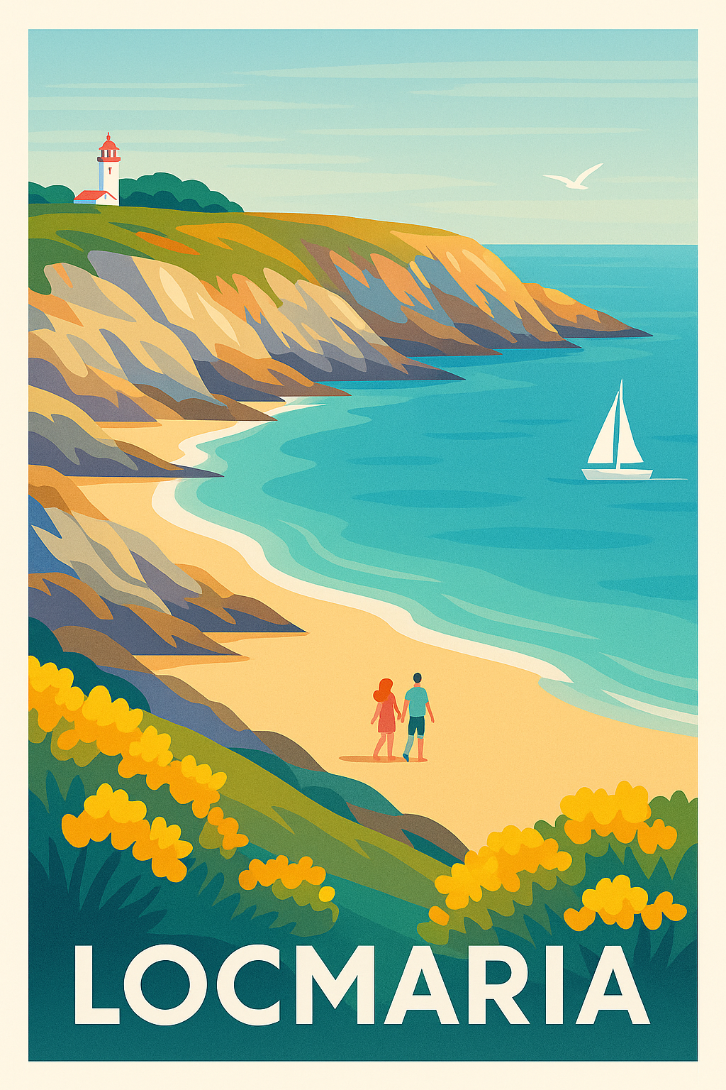 Affiche Locmaria — Évasion romantique sur la côte bretonne · poster d'art de Locmaria