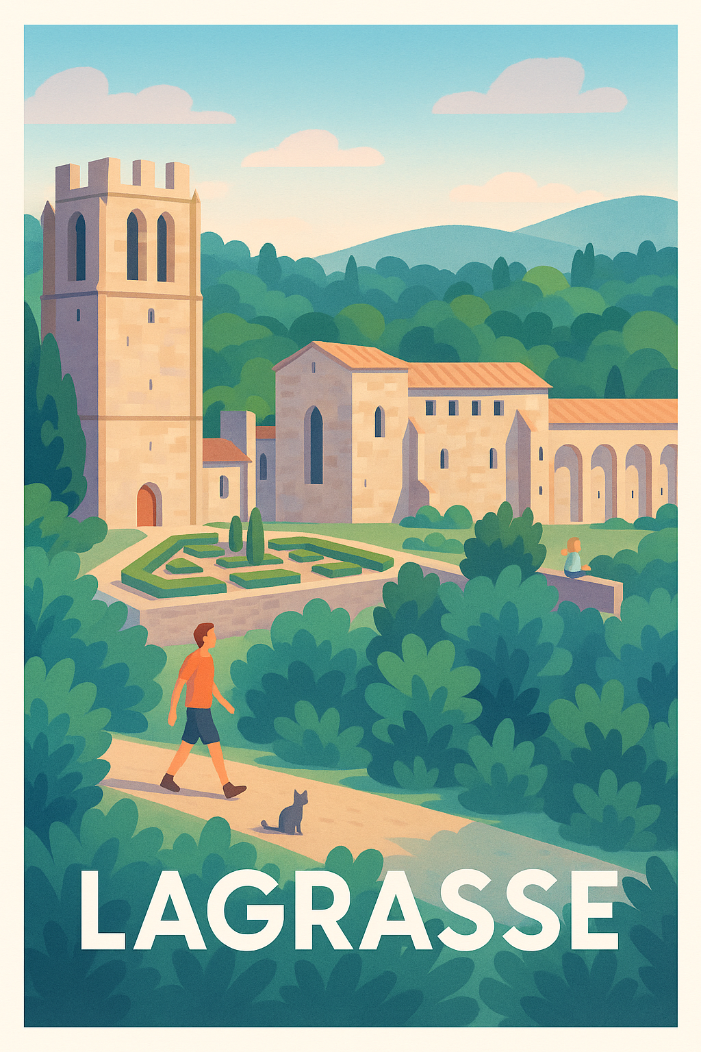 Affiche Lagrasse — Un havre de paix médiéval en paysage bucolique · poster d'art de Lagrasse