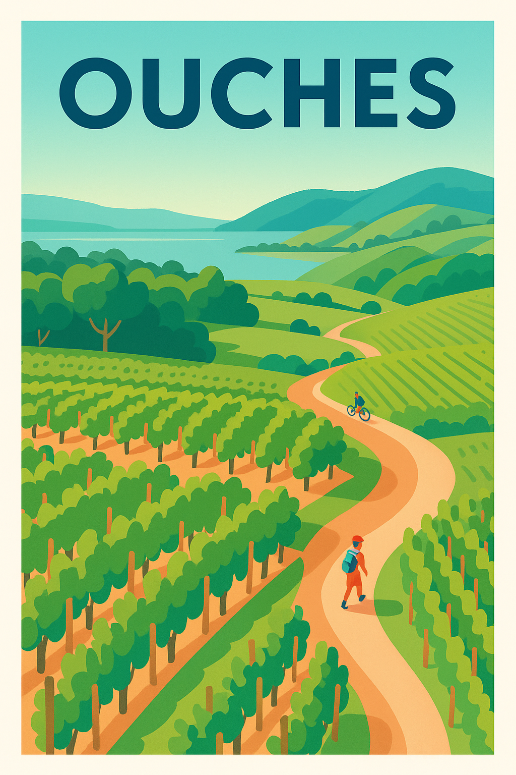 Affiche de Ouches - Évasion nature entre vignobles et collines