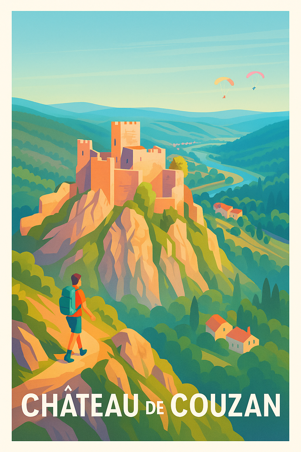 Affiche Château de Couzan — Évasion médiévale au cœur des monts du Forez · poster d'art de Château de Couzan