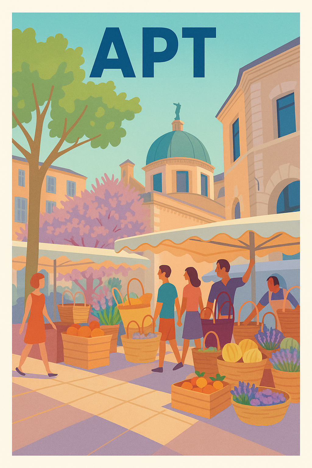 Affiche de Apt - Ambiance conviviale au marché provençal