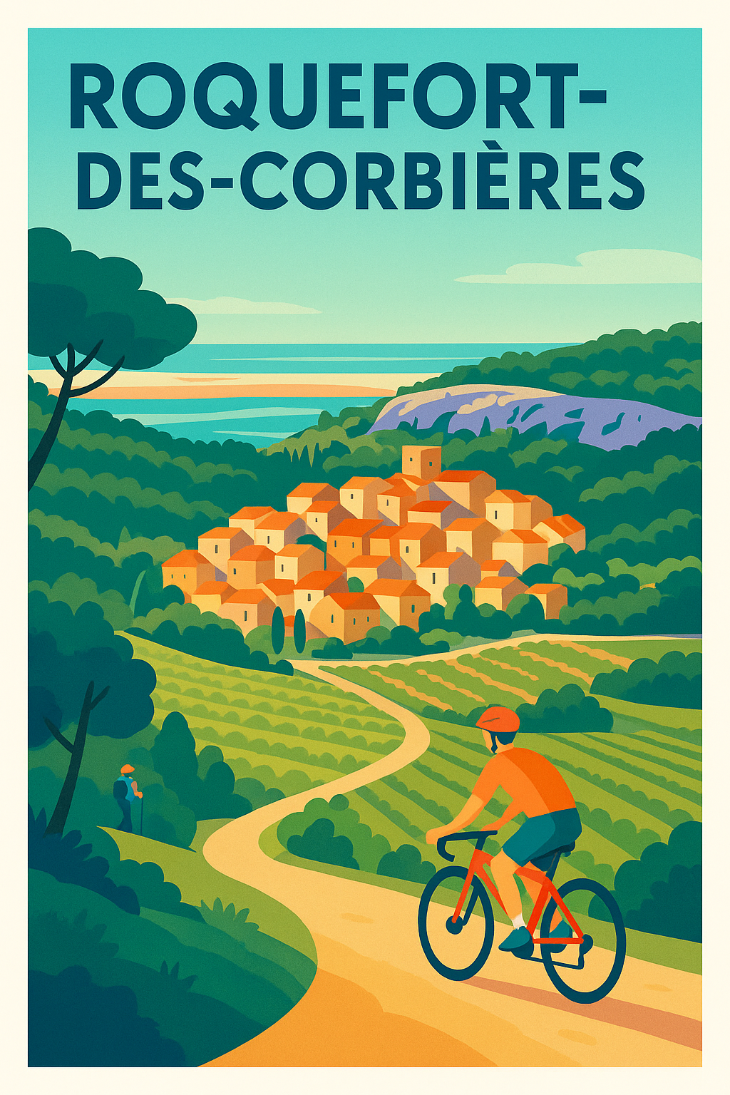 Affiche de Roquefort-des-Corbières - L'évasion à vélo entre vignes et collines