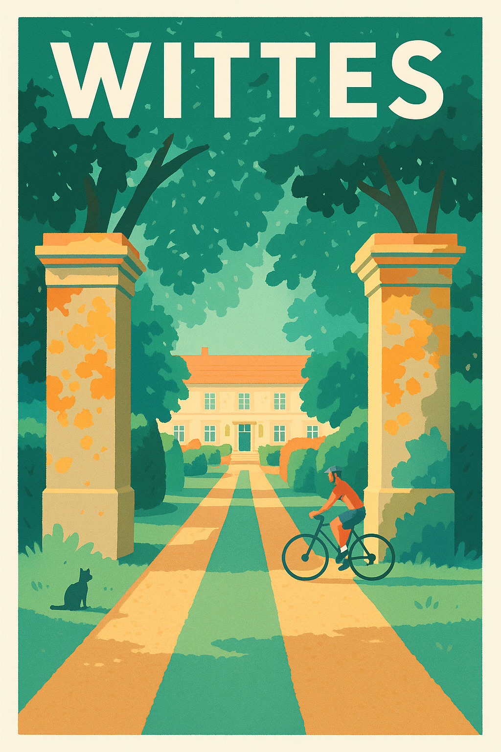 Affiche de Wittes - L'élégance d'une balade à vélo au cœur du parc
