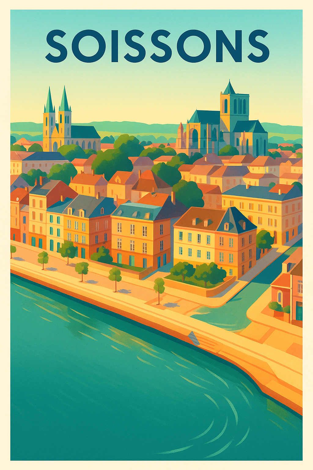 Affiche de Soissons - Charme et histoire au fil de l'eau