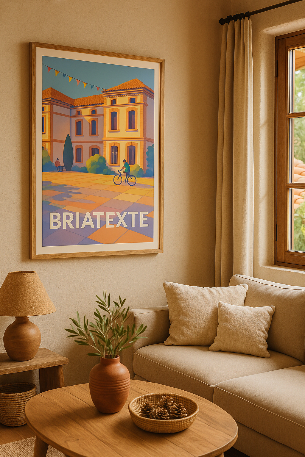 Mise en situation Affiche Briatexte - Charme et douceur d'une ville ensoleillée