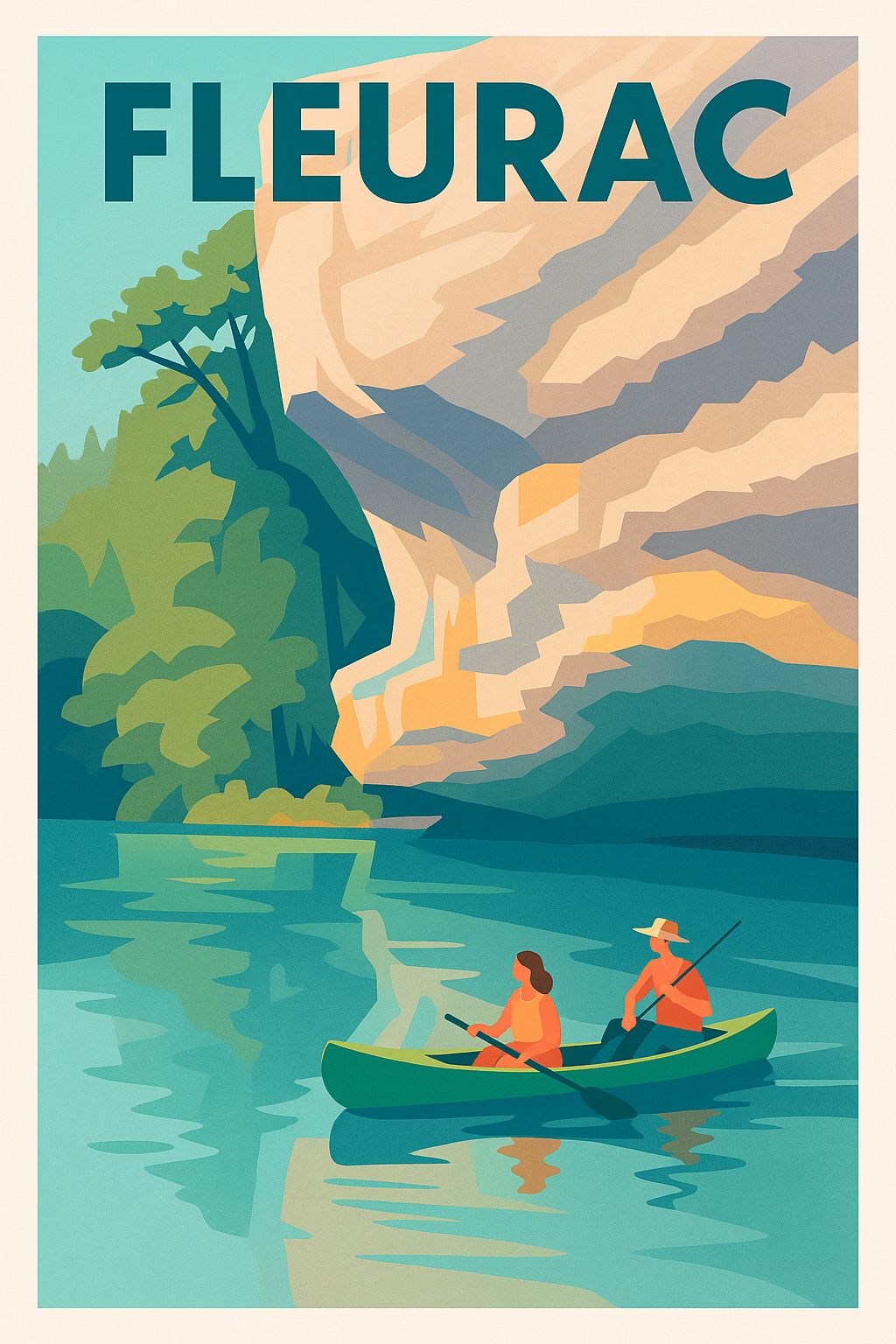 Affiche Fleurac — Évasion paisible en canoë · poster d'art de Fleurac