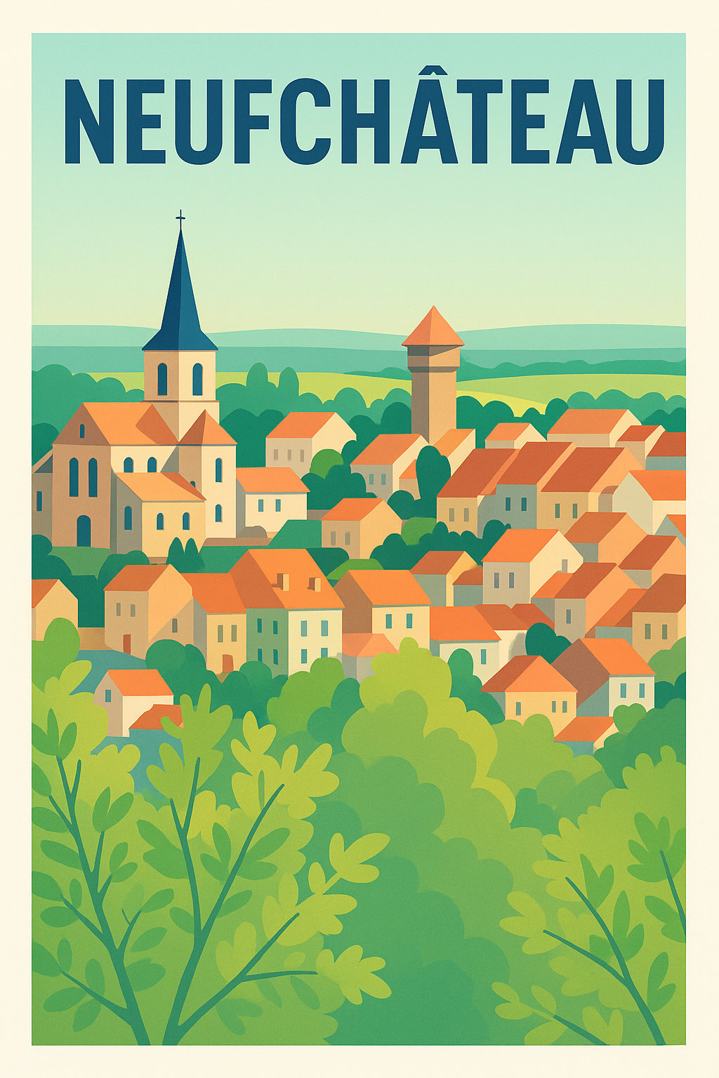 Affiche de Neufchâteau - Charme bucolique et patrimoine préservé
