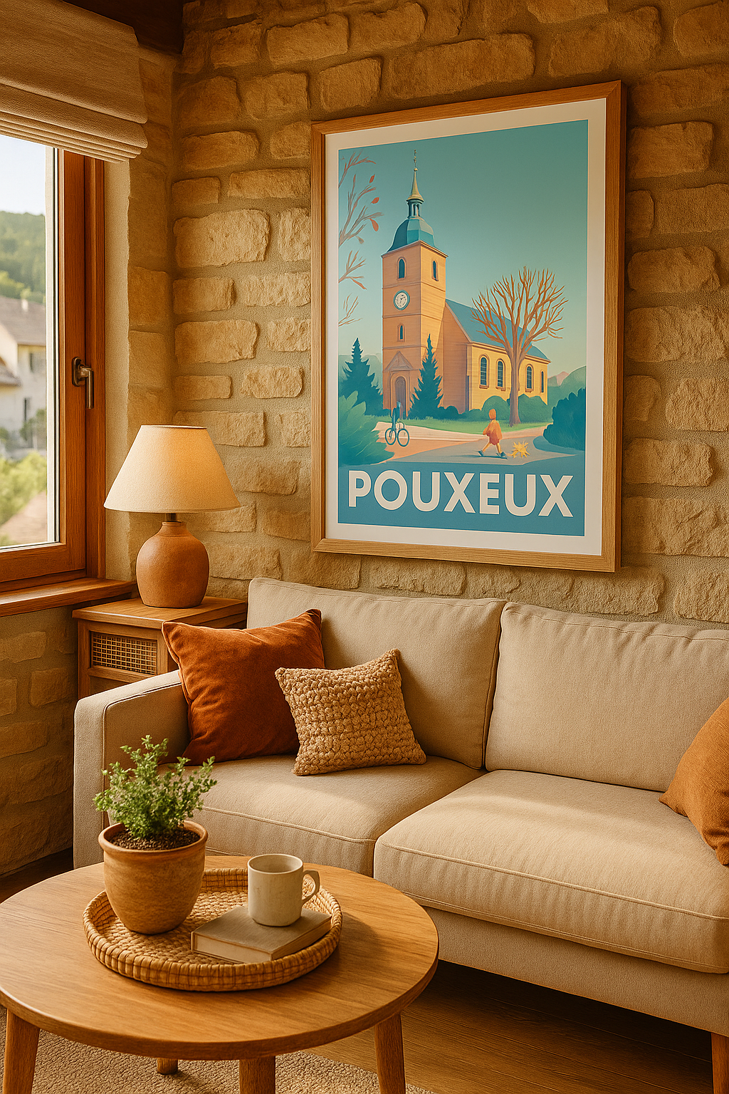 Mise en situation Affiche Pouxueux - Charme paisible au cœur du village