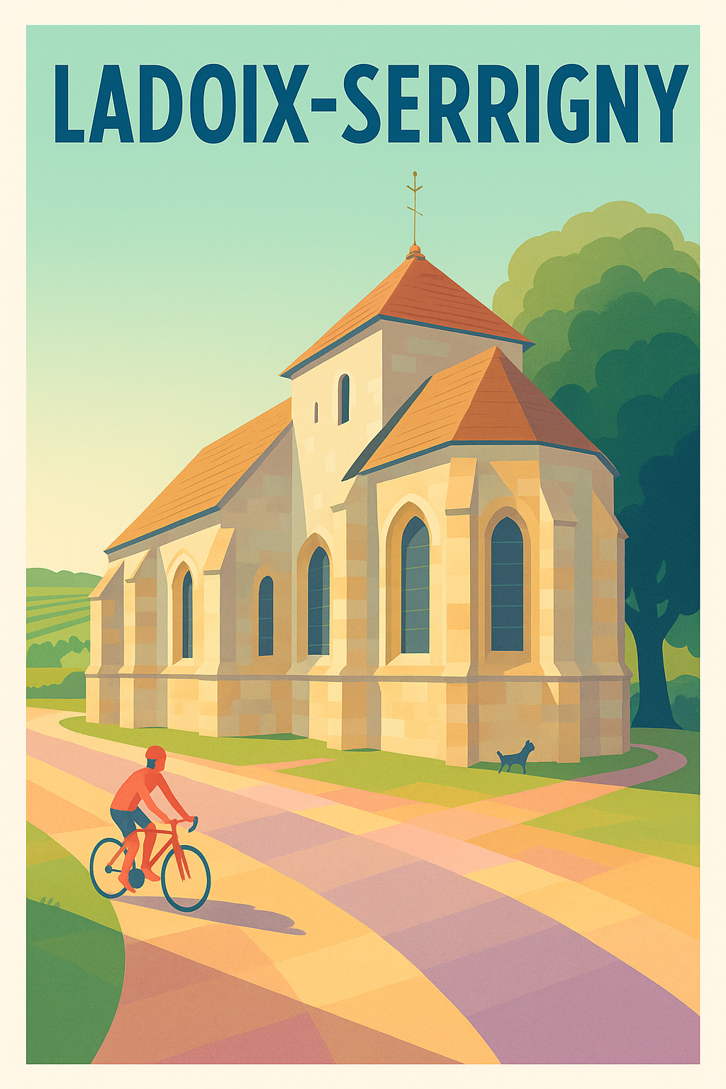 Affiche de Ladoix-Serrigny - L'authenticité bourguignonne à vélo