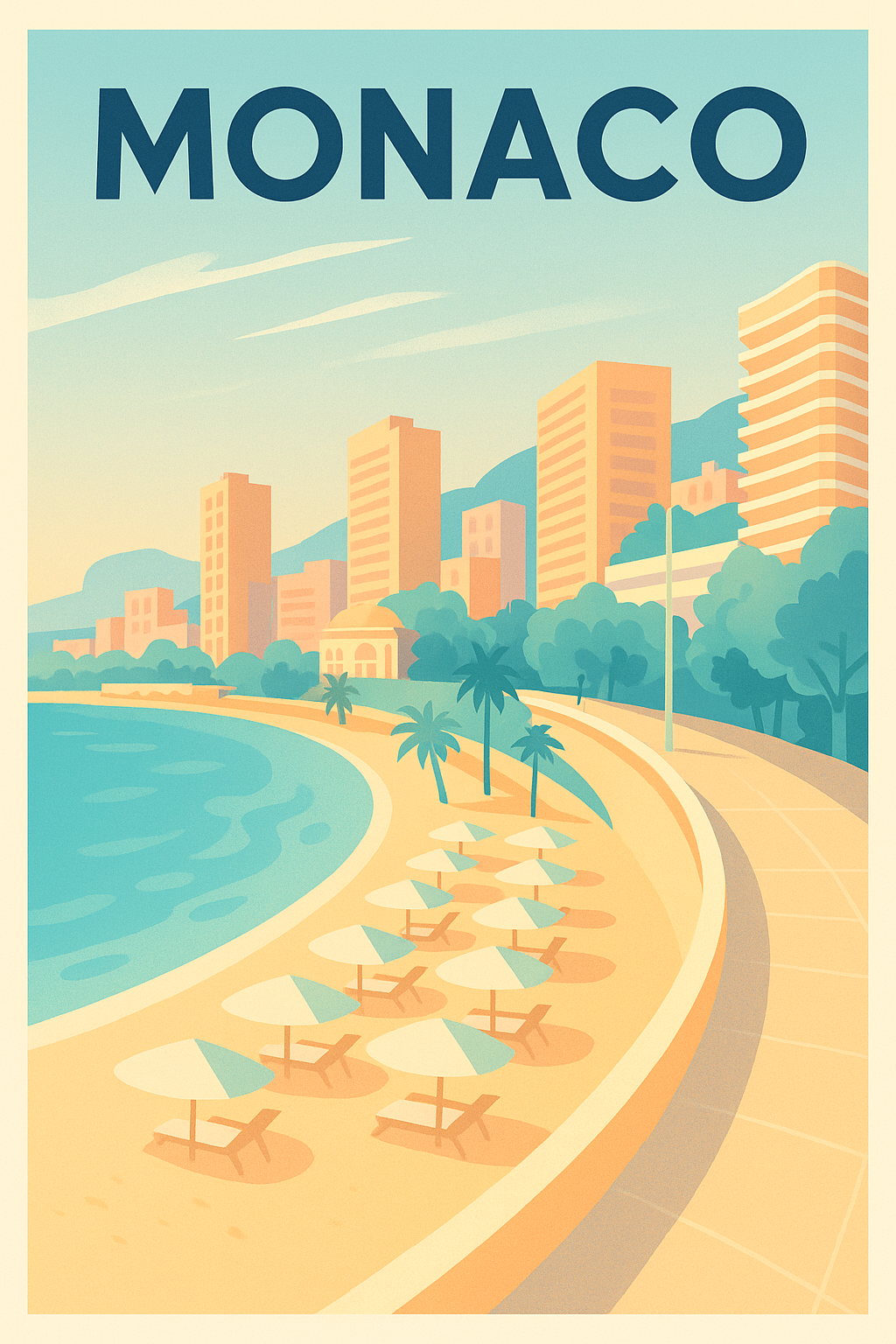Affiche de Monaco - Évasion balnéaire en Méditerranée