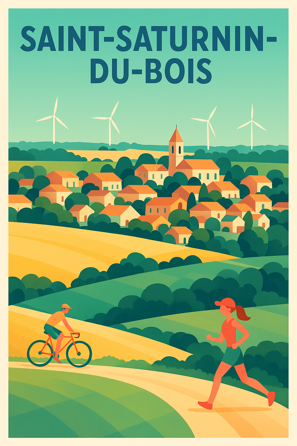 Affiche de Saint-Saturnin-du-Bois - Évasion nature et sport en pleine campagne