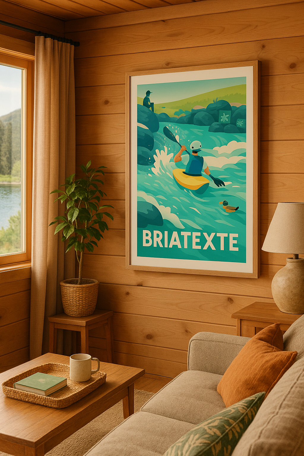 Mise en situation Affiche Briatexte - L'aventure du kayak sur la rivière