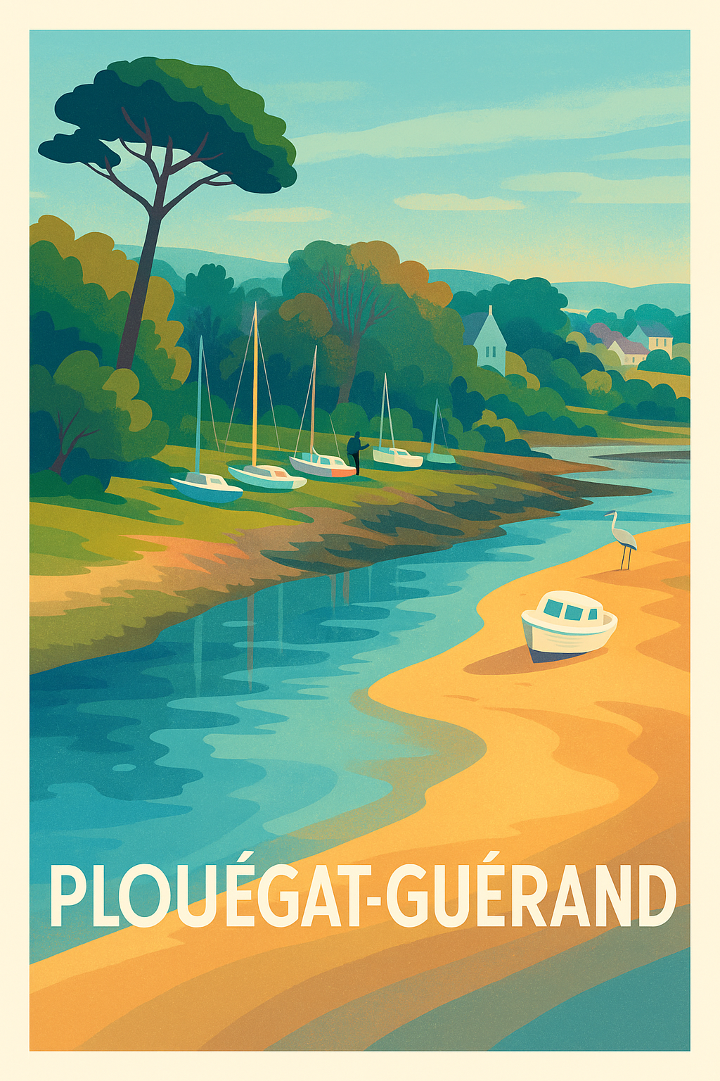 Affiche Plouégat-Guérand — Évasion au fil de l'eau · poster d'art de Plouégat-Guérand