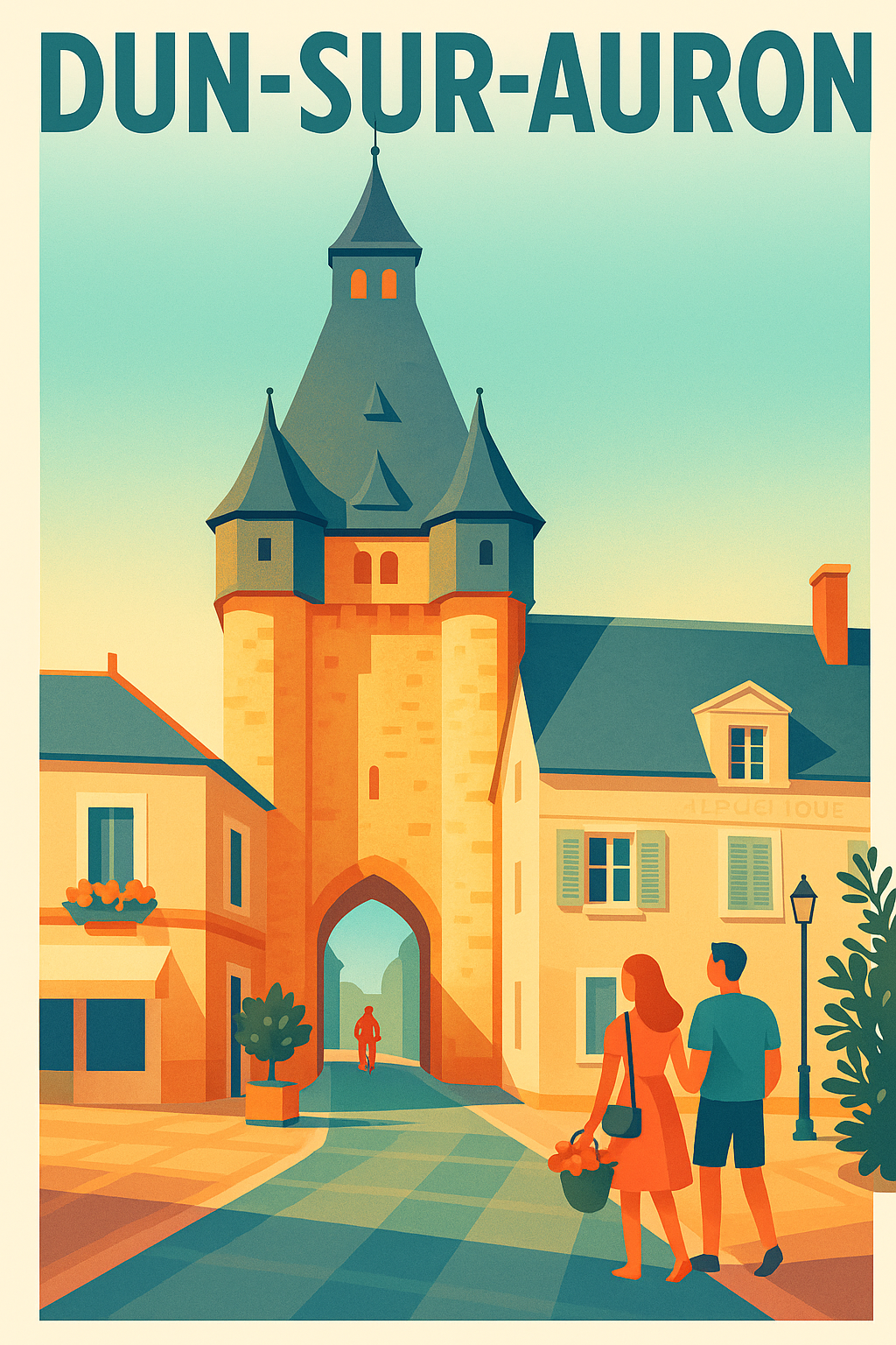 Affiche de Dun-sur-Auron - Portez un regard vintage sur la cité historique