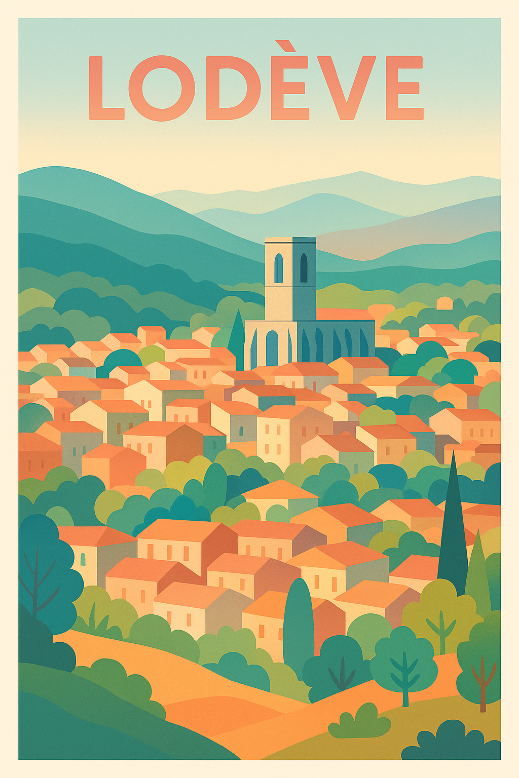 Affiche de Lodève - Charme et douceur du Sud