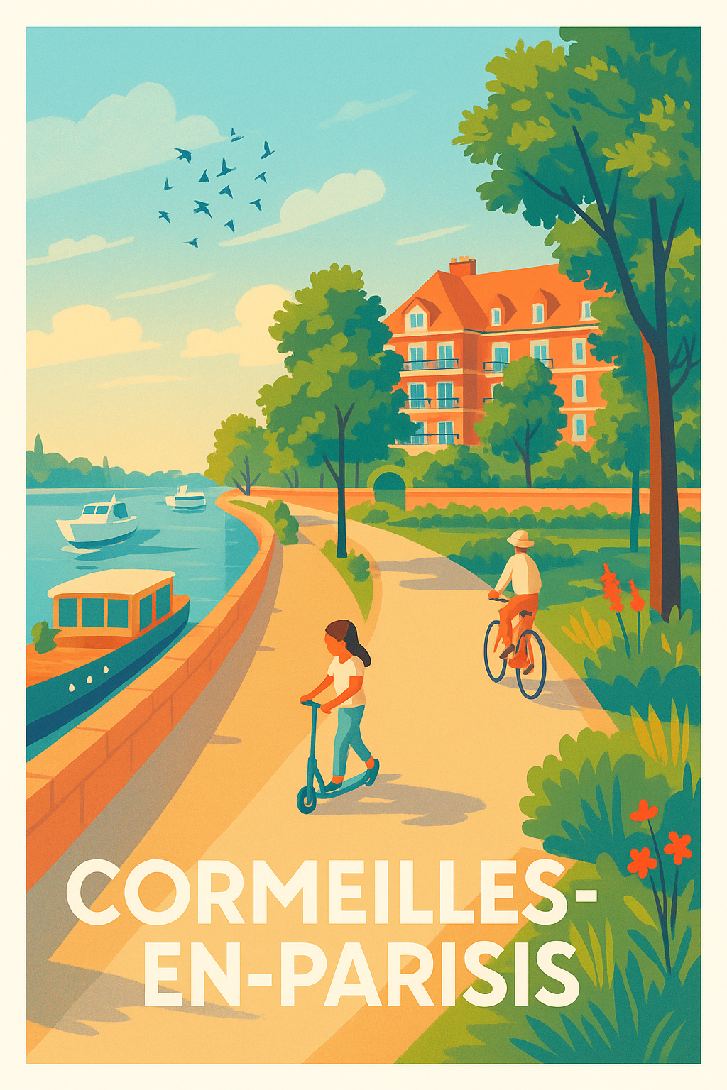 Affiche Cormeilles-en-Parisis — Balade en bord de Seine · poster d'art de Cormeilles-en-Parisis
