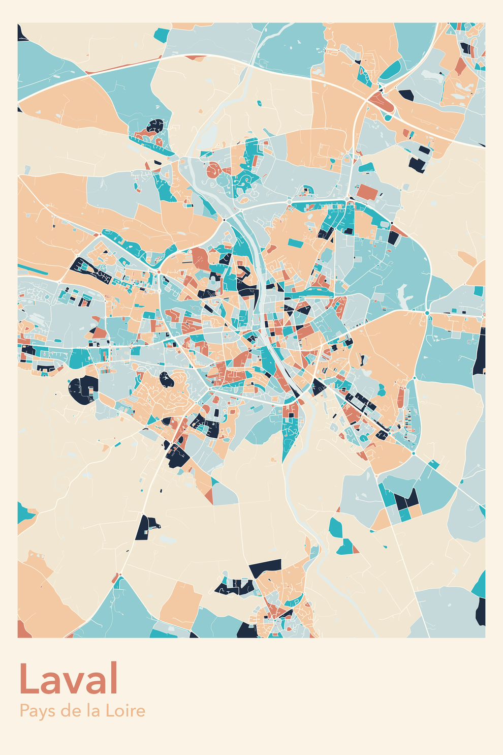 Plan de Laval coloré - Carte personnalisée